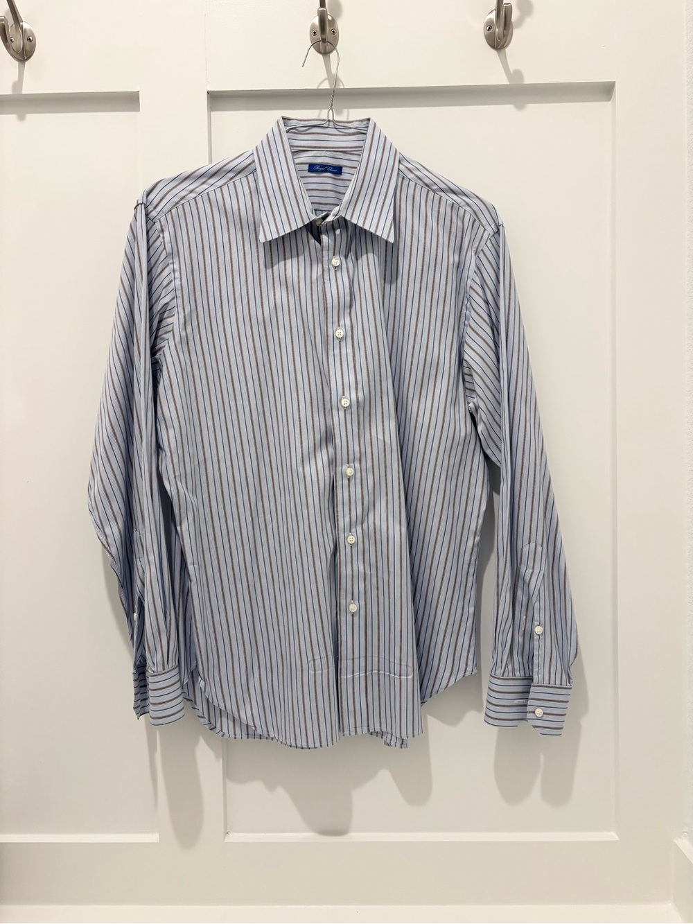 Classic Men’s Light Blue and White Striped Dress Shirt
